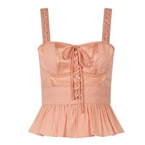 Ulla Johnson Peach Lace-Up Top